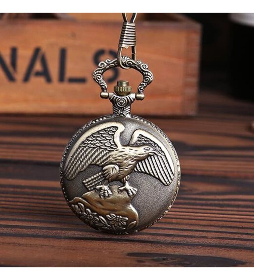 Özel Kutulu Kartal Tasarımlı Köstekli Saat Şık Tasarımlı Fonksiyonel Ürün