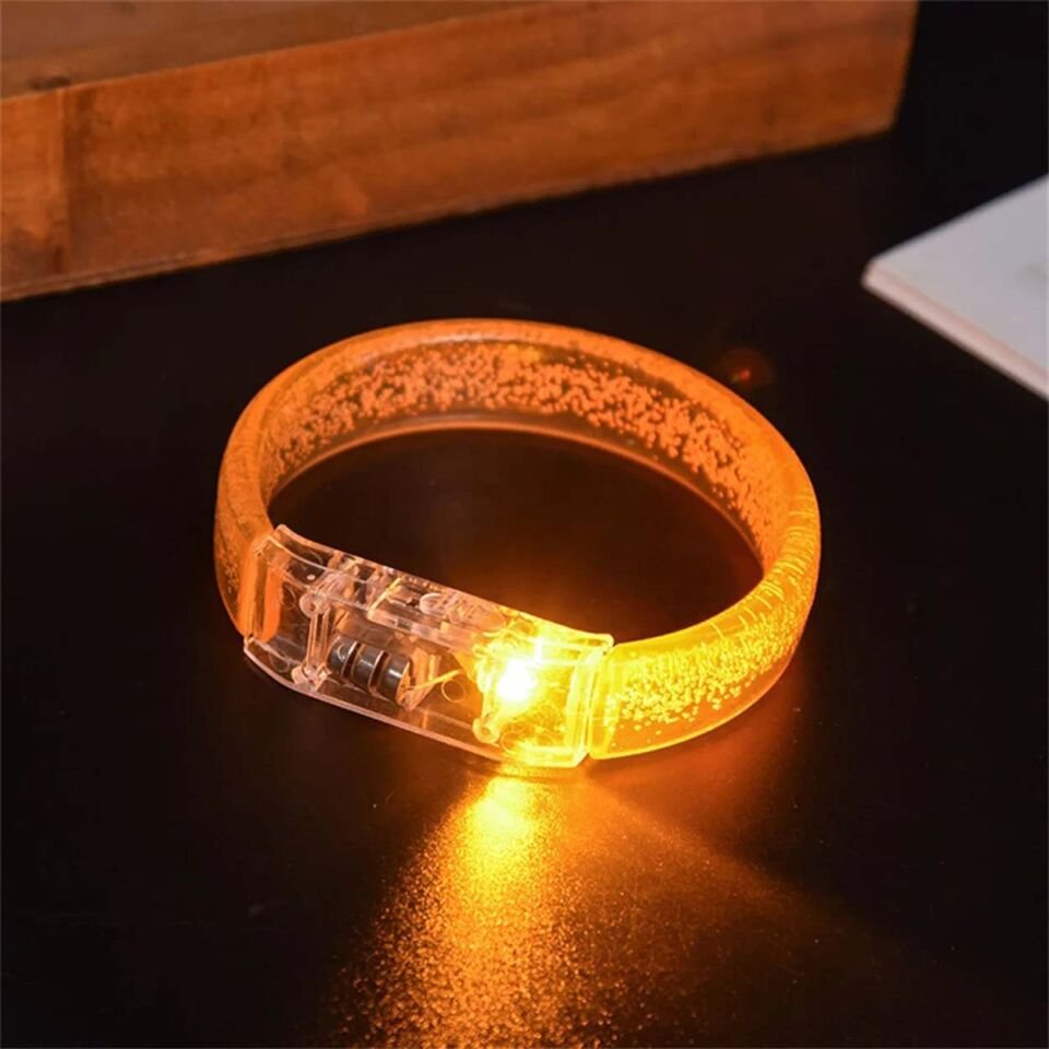 Turuncu Led Işıklı Baskı Yapılabilen Pilli Bileklik Bilezik Şık Tasarımlı Fonksiyonel Ürün