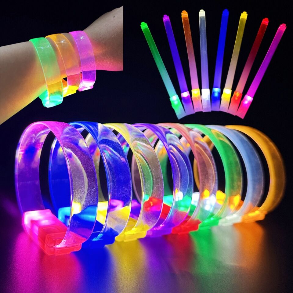 3 Modlu Pilli LED Işıklı Esnek Parti Bilekliği Kırmızı Şık Tasarımlı Fonksiyonel Ürün