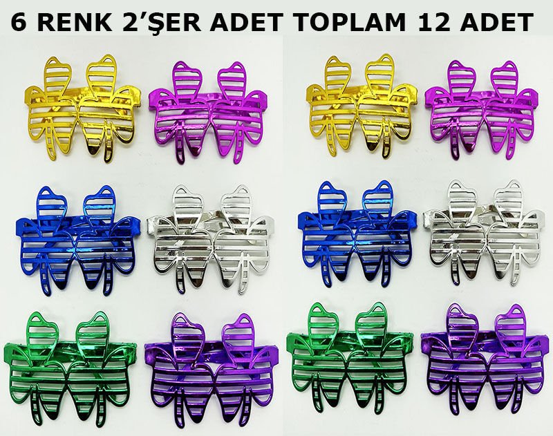 Vegas Casino Temalı Parti Gözlüğü 6 Renk 12 Adet Şık Tasarımlı Fonksiyonel Ürün