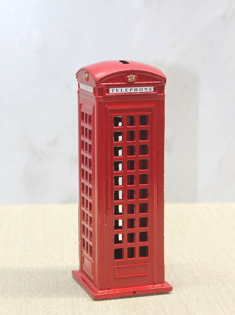 Dekoratif Metal Telefon Kulübesi Kumbara Şık Tasarımlı Fonksiyonel Ürün