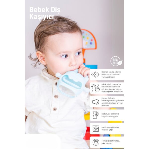 Mavi Bebek Silikon Diş Kaşıyıcı Şık Tasarımlı Fonksiyonel Ürün
