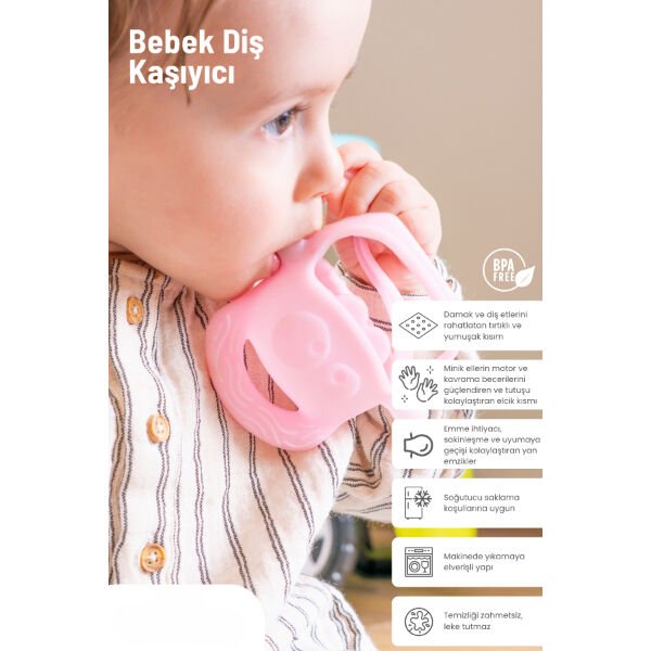 Pembe Bebek Silikon Diş Kaşıyıcı Şık Tasarımlı Fonksiyonel Ürün