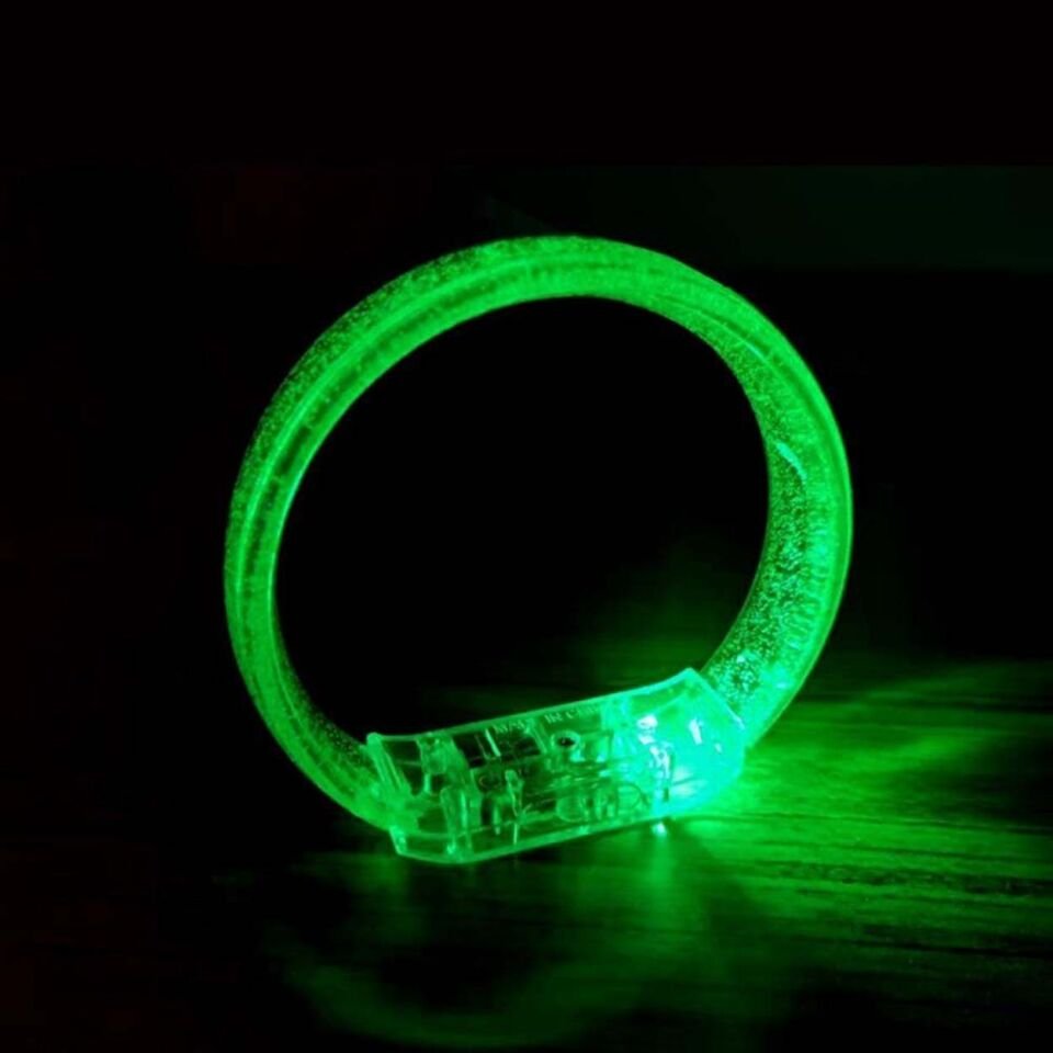 Yeşil Led Işıklı Baskı Yapılabilen Pilli Bileklik Bilezik Şık Tasarımlı Fonksiyonel Ürün
