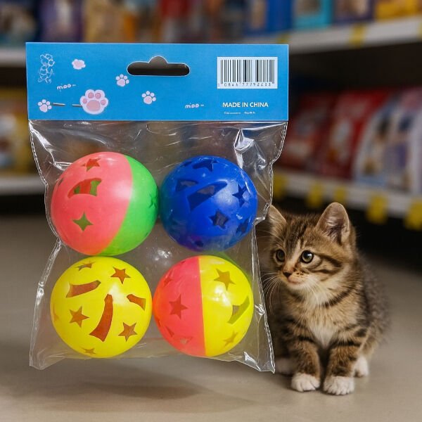 4'lü Çıngıraklı Top Kedi Oyuncağı Şık Tasarımlı Fonksiyonel Ürün