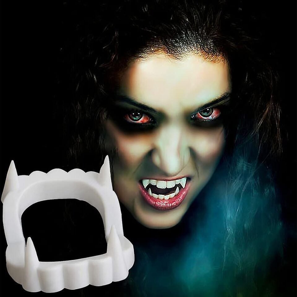 Beyaz Renk Çift Damak Takma Vampir Dişi Şık Tasarımlı Fonksiyonel Ürün
