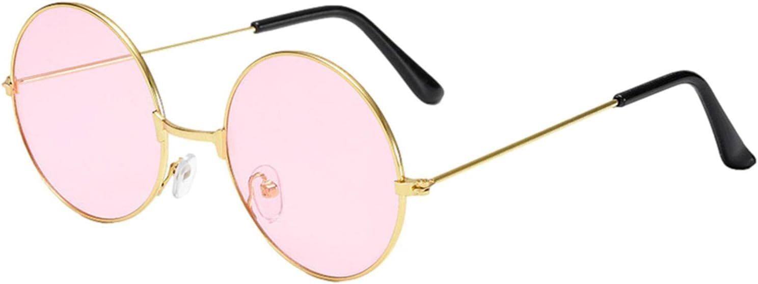 Yuvarlak Cam John Lennon Tarzı Gold Pembe Gözlük Şık Tasarımlı Fonksiyonel Ürün