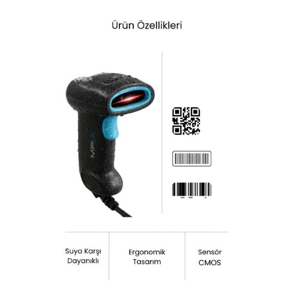 USB Kablolu 1D/2D Barkod & Karekod Okuyucu Çok Amaçlı Pratik Kullanışlı Ürün