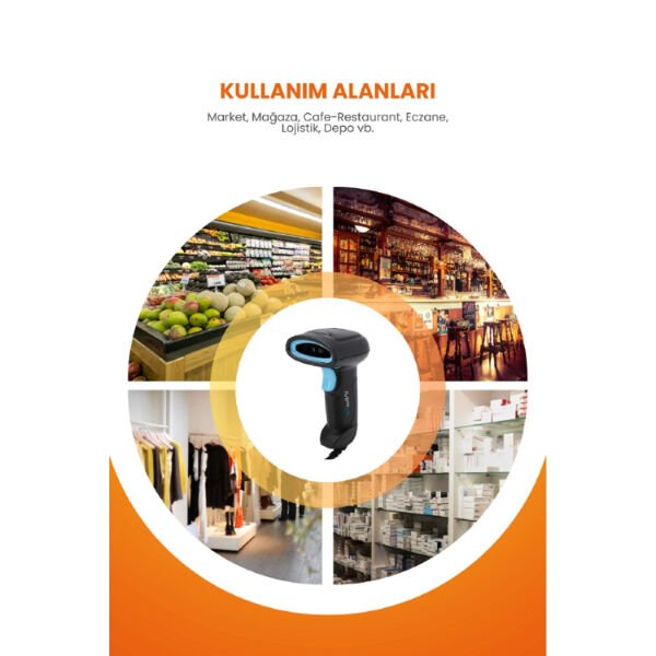 USB Kablolu 1D/2D Barkod & Karekod Okuyucu Çok Amaçlı Pratik Kullanışlı Ürün