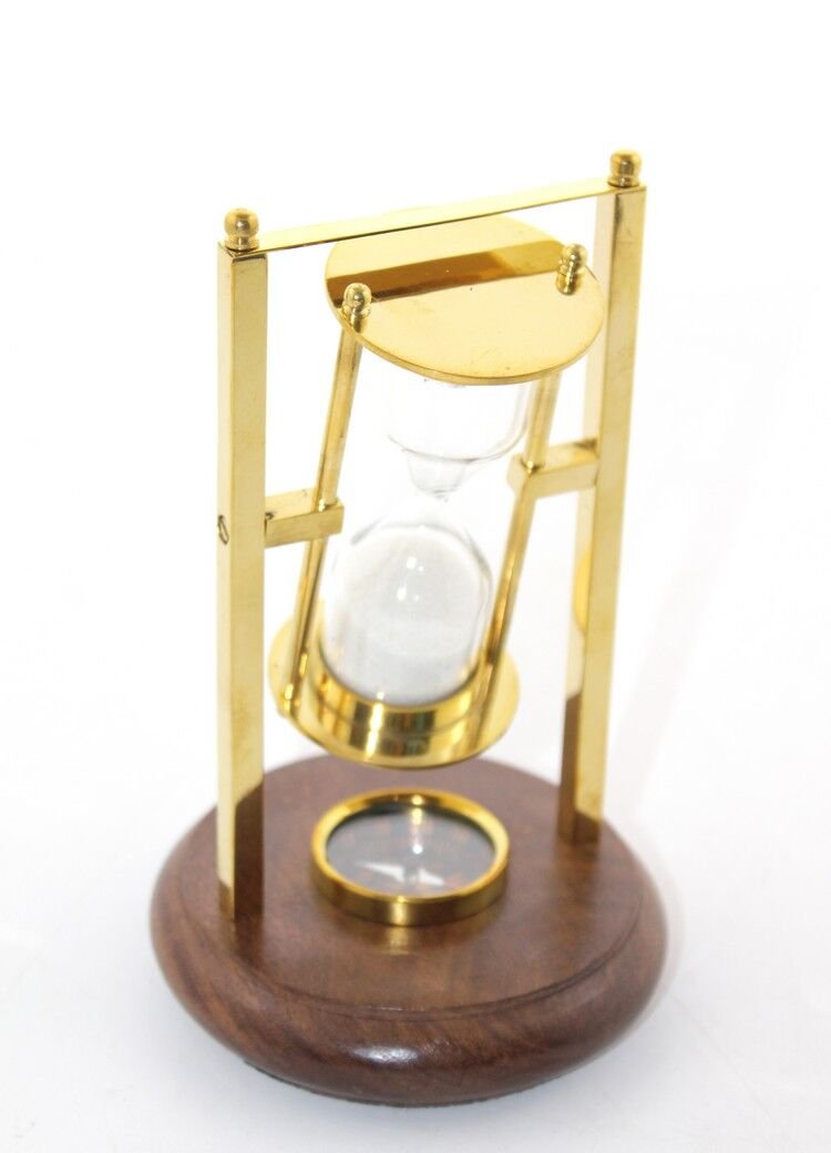 Pirinç Pusulalı Kum Saati Model 2 Şık Tasarımlı Fonksiyonel Ürün