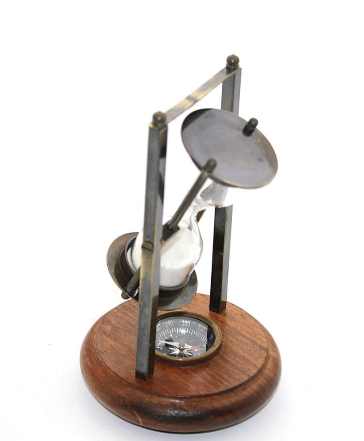 Pirinç Pusulalı Kum Saati Model 4 Şık Tasarımlı Fonksiyonel Ürün