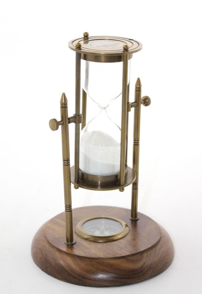 Pirinç Pusulalı Kum Saati Model 6 Şık Tasarımlı Fonksiyonel Ürün