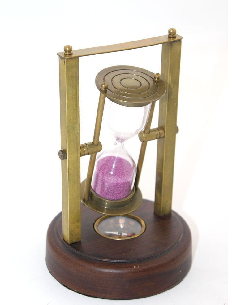 Pirinç Pusulalı Kum Saati Model 7 Şık Tasarımlı Fonksiyonel Ürün