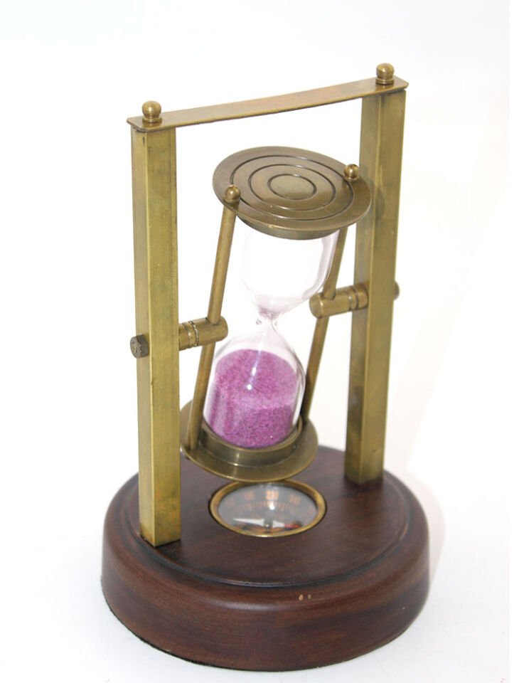 Pirinç Pusulalı Kum Saati Model 7 Şık Tasarımlı Fonksiyonel Ürün