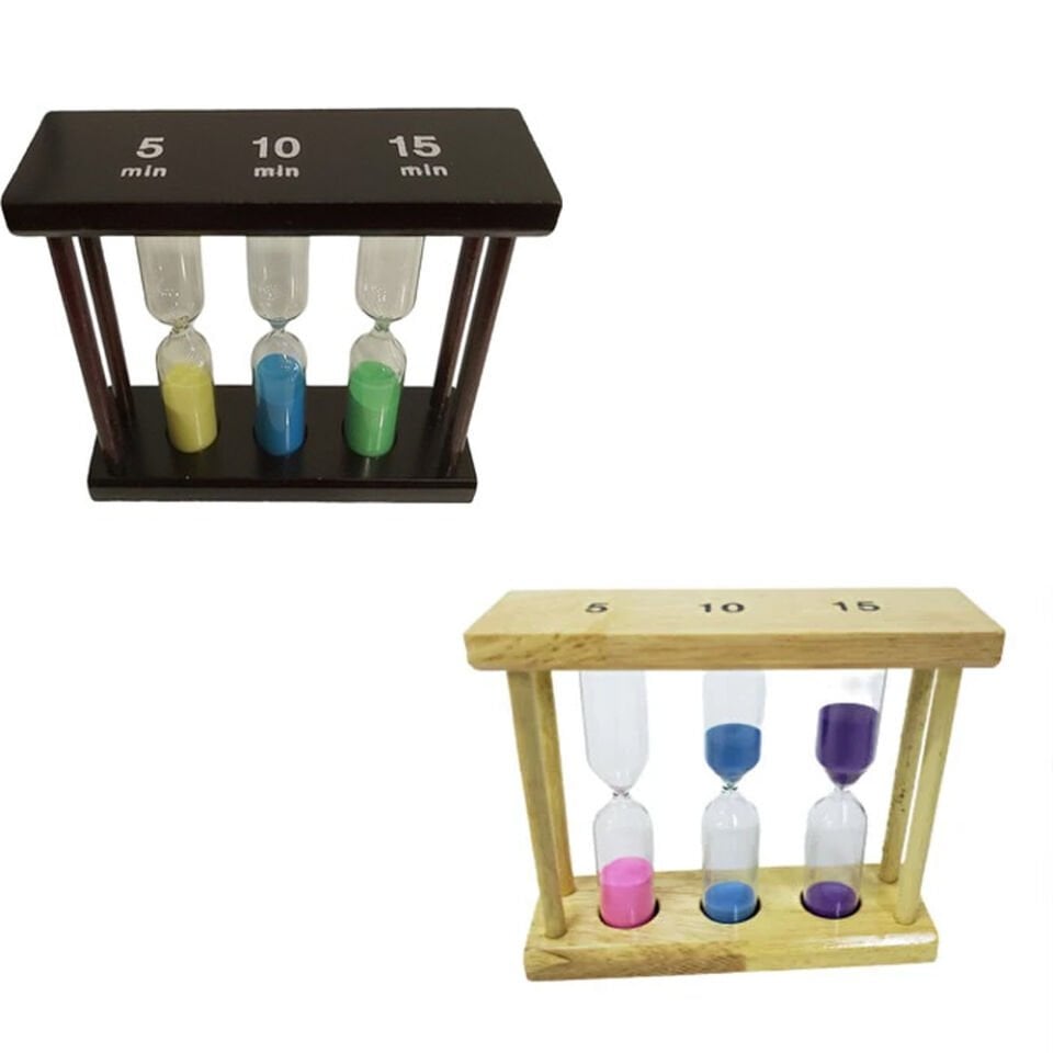 3'lü Ahşap Kum Saati 5-10-15 Dakikalık Şık Tasarımlı Fonksiyonel Ürün