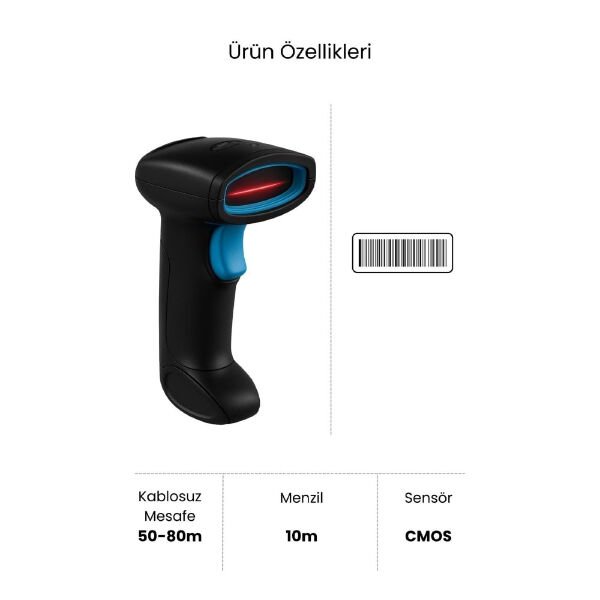 Kablosuz Standlı 1D/2D Barkod & Karekod Okuyucu Çok Amaçlı Pratik Kullanışlı Ürün