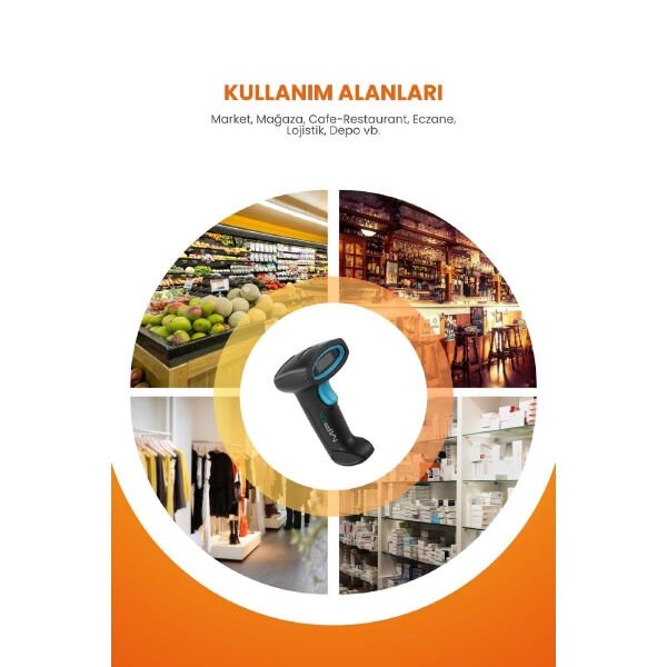 Kablosuz Standlı 1D/2D Barkod & Karekod Okuyucu Çok Amaçlı Pratik Kullanışlı Ürün