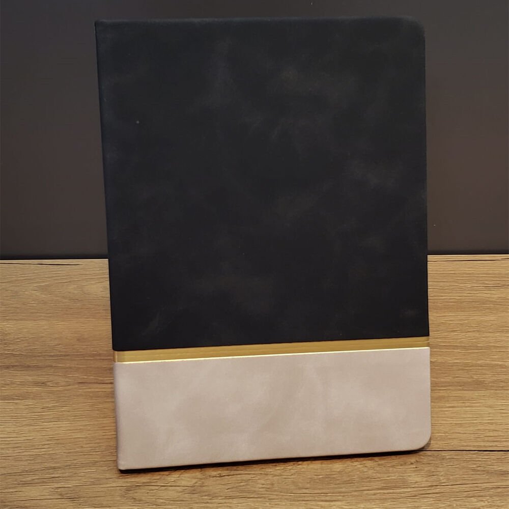 Altın Şeritli Siyah Deri Not Defteri Şık Tasarımlı Fonksiyonel Ürün