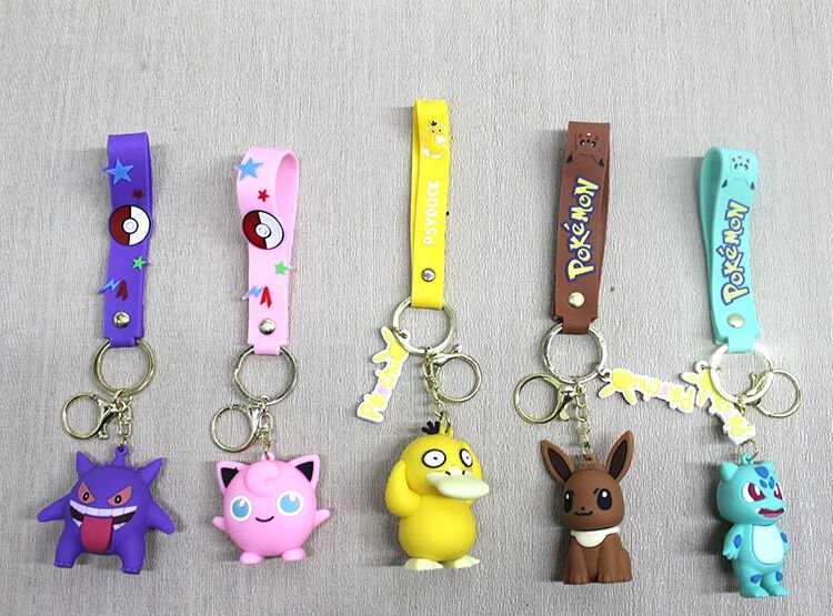 Pokemon Serisi Karışık Karakterler Silikon Anahtarlık Şık Tasarımlı Fonksiyonel Ürün