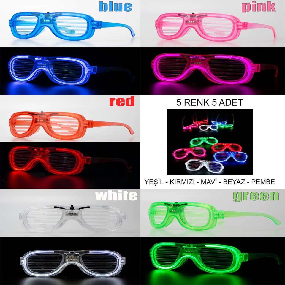 Glow Model Led Işıklı Parti Gözlüğü 5 Adet Şık Tasarımıyla Benzersiz Kullanım Deneyimi Hayatınızı Kolaylaştıracak Ürünler