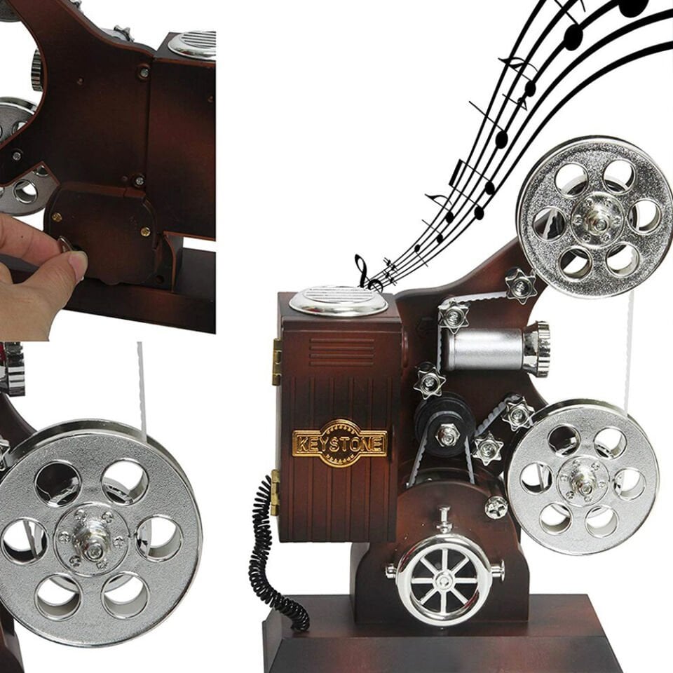 Film Makinesi Tasarımlı Müzik Kutusu Şık Tasarımlı Fonksiyonel Ürün
